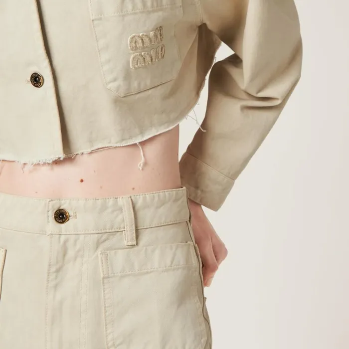 Women Miu Miu Pants And Shorts Garmentdyed Gabardine Pants Chalk White