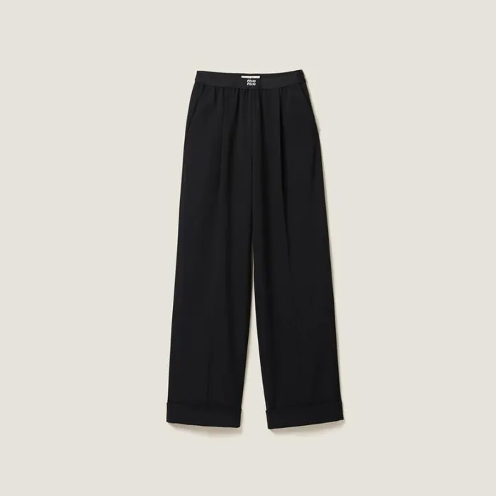 Women Miu Miu Pants And Shorts Grain De Poudre Pants Black