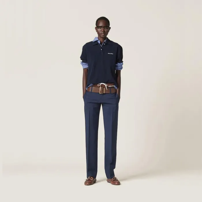 Women Miu Miu Pants And Shorts Mohair Pants Navy Women Miu Miu Pants And Shorts Mohair Pants Navy