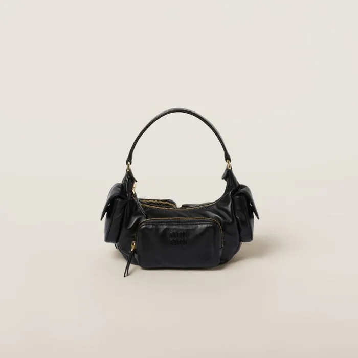 Women Miu Miu Shoulder Bags Nappa Leather Pocket Bag Black