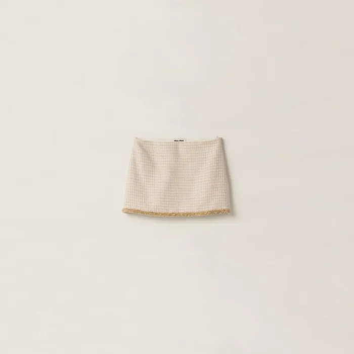 Women Miu Miu Skirts Check Lam Miniskirt Avoryalbino White