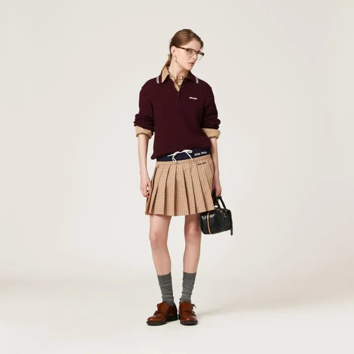 Women Miu Miu Skirts Checked Miniskirt Cord Women Miu Miu Skirts Checked Miniskirt Cord
