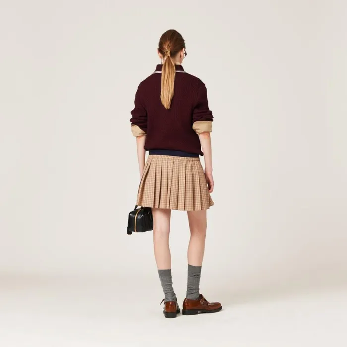 Women Miu Miu Skirts Checked Miniskirt Cord Women Miu Miu Skirts Checked Miniskirt Cord