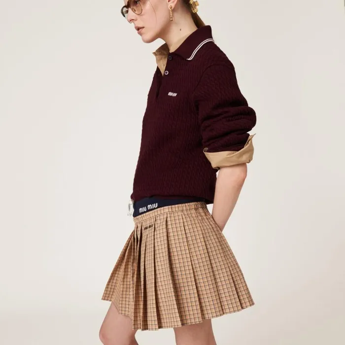 Women Miu Miu Skirts Checked Miniskirt Cord Women Miu Miu Skirts Checked Miniskirt Cord