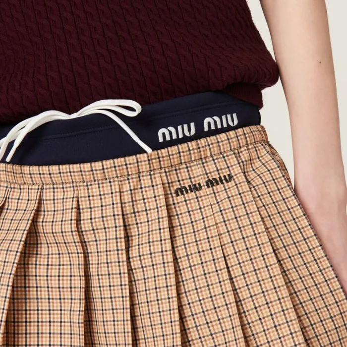 Women Miu Miu Skirts Checked Miniskirt Cord Women Miu Miu Skirts Checked Miniskirt Cord