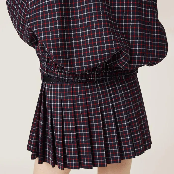 Women Miu Miu Skirts Checked Wool Miniskirt Bluered Women Miu Miu Skirts Checked Wool Miniskirt Bluered