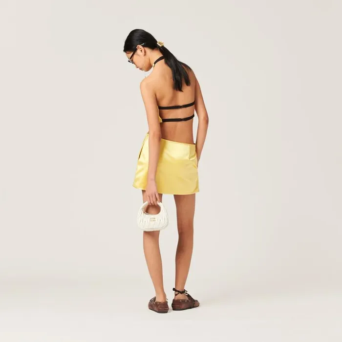 Women Miu Miu Skirts Duchess Miniskirt Yellow Women Miu Miu Skirts Duchess Miniskirt Yellow