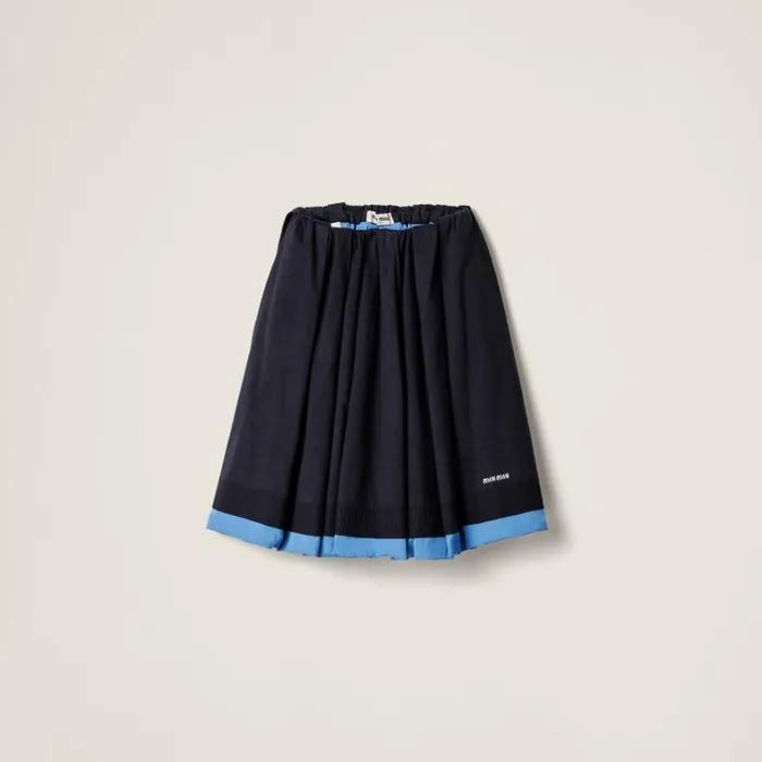 Women Miu Miu Skirts Knit And Poplin Skirt Blue Light Blue