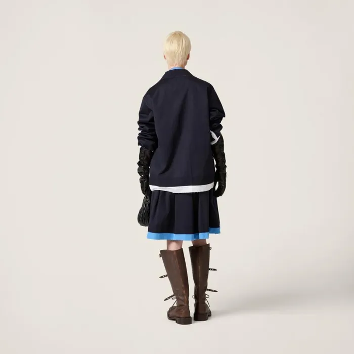 Women Miu Miu Skirts Knit And Poplin Skirt Blue Light Blue Women Miu Miu Skirts Knit And Poplin Skirt Blue Light Blue