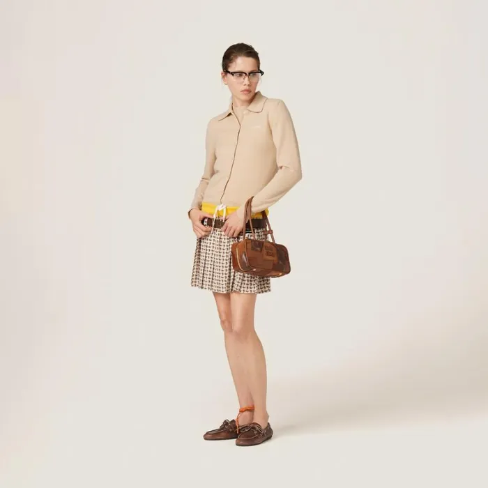 Women Miu Miu Skirts Pleated Paisley Print Marocain Miniskirt Avory Orange Women Miu Miu Skirts Pleated Paisley Print Marocain Miniskirt Avory Orange