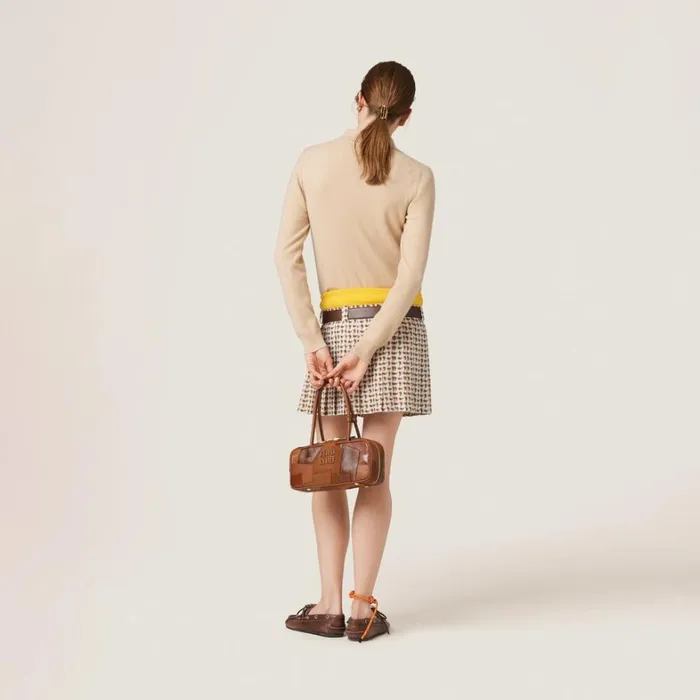 Women Miu Miu Skirts Pleated Paisley Print Marocain Miniskirt Avory Orange Women Miu Miu Skirts Pleated Paisley Print Marocain Miniskirt Avory Orange