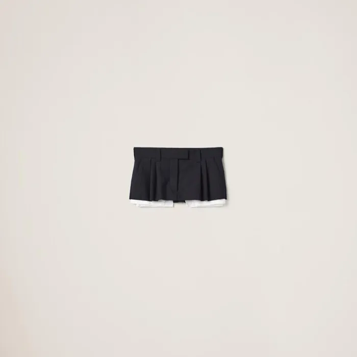 Women Miu Miu Skirts Pleated Pinstripe Miniskirt Navy