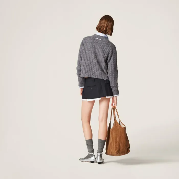 Women Miu Miu Skirts Pleated Pinstripe Miniskirt Navy Women Miu Miu Skirts Pleated Pinstripe Miniskirt Navy