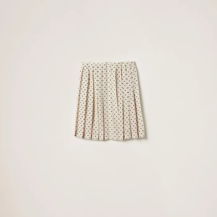 Women Miu Miu Skirts Polkadot Crepe De Chine Skirt Ivoryblack