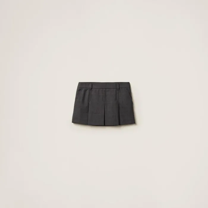 Women Miu Miu Skirts Prince Of Wales Check Miniskirt Slate Gray