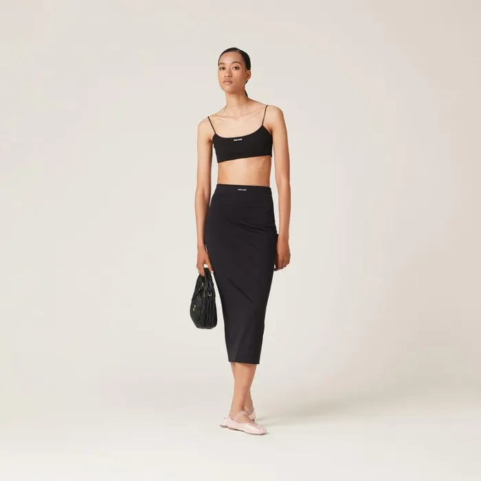Women Miu Miu Skirts Stretch Jersey Skirt Black Women Miu Miu Skirts Stretch Jersey Skirt Black