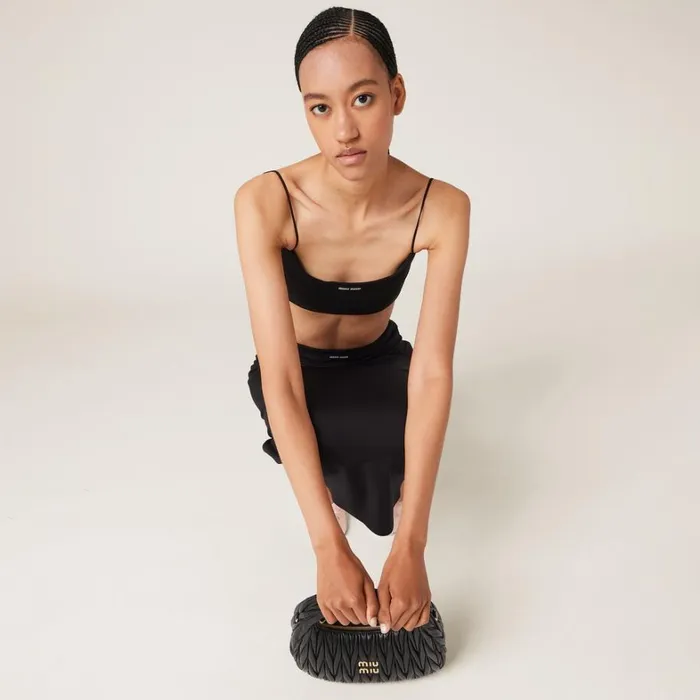 Women Miu Miu Skirts Stretch Jersey Skirt Black Women Miu Miu Skirts Stretch Jersey Skirt Black