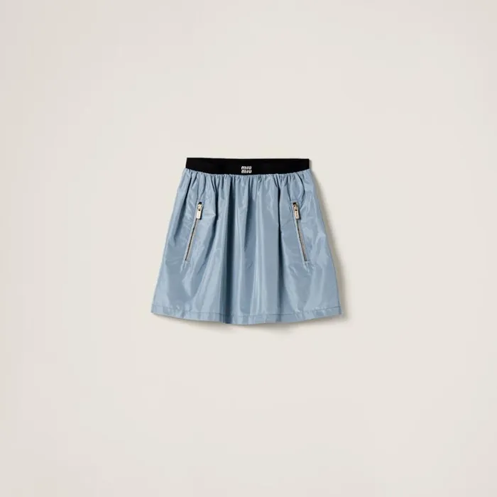 Women Miu Miu Skirts Technical Silk Miniskirt Astral Blue