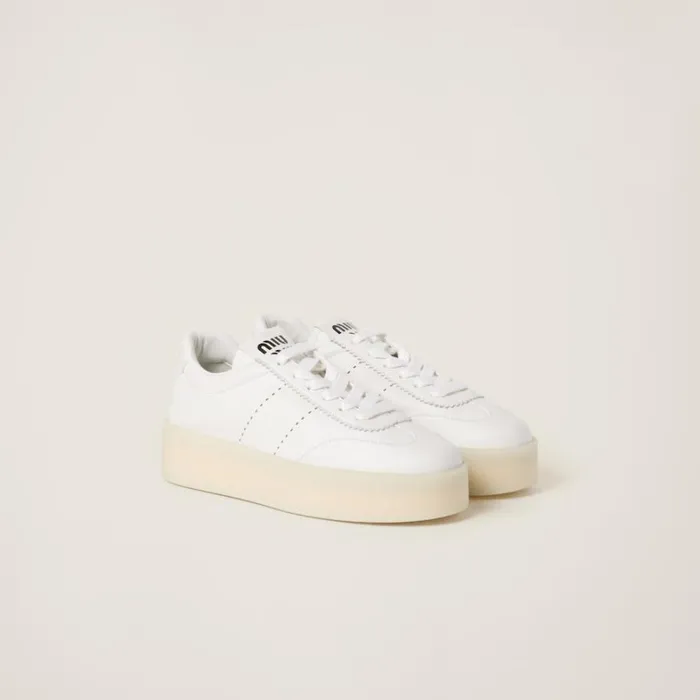 Women Miu Miu Sneakers Leather Sneakers White