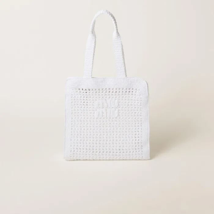 Women Miu Miu Totes Woven Fabric Tote Bag White