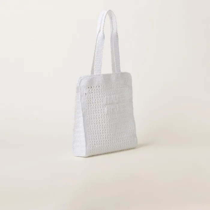 Women Miu Miu Totes Woven Fabric Tote Bag White Women Miu Miu Totes Woven Fabric Tote Bag White