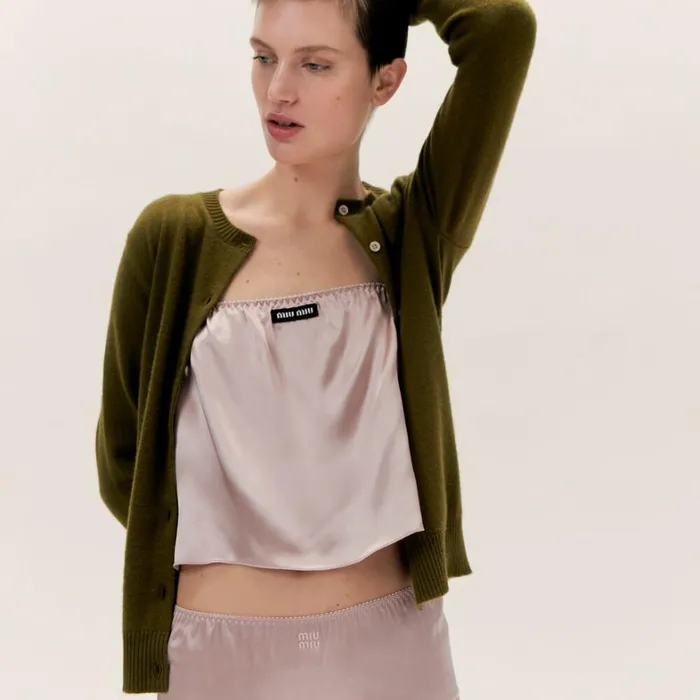 Women Miu Miu Underwear And Beachwear Satin Top Opal Women Miu Miu Underwear And Beachwear Satin Top Opal