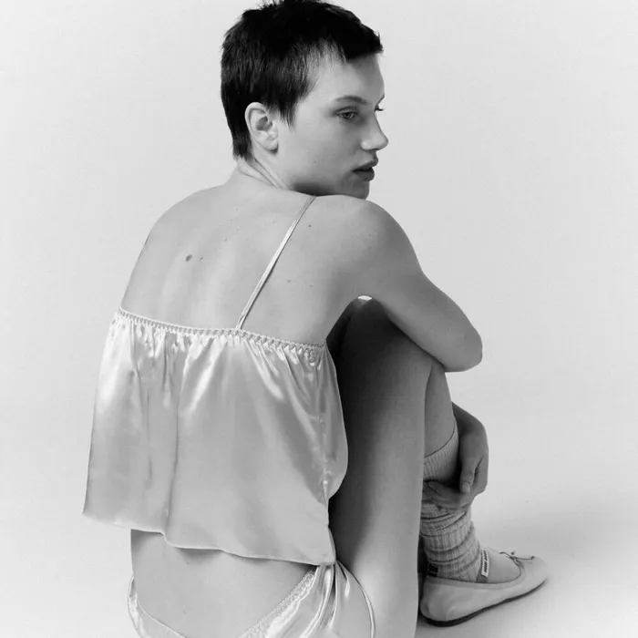 Women Miu Miu Underwear And Beachwear Satin Top Opal Women Miu Miu Underwear And Beachwear Satin Top Opal
