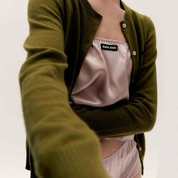 Women Miu Miu Underwear And Beachwear Satin Top Opal Women Miu Miu Underwear And Beachwear Satin Top Opal