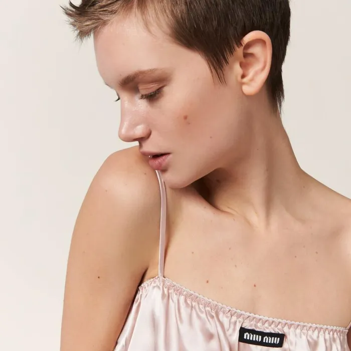 Women Miu Miu Underwear And Beachwear Satin Top Opal Women Miu Miu Underwear And Beachwear Satin Top Opal