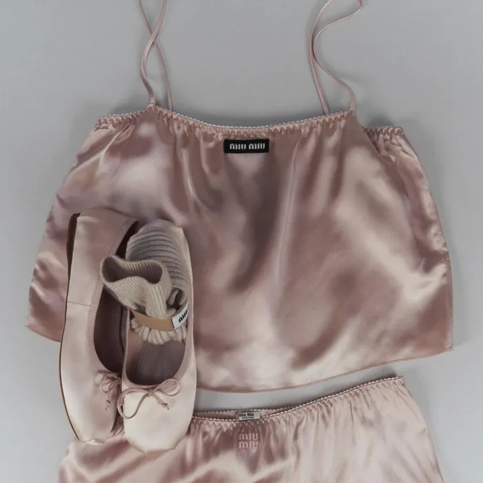 Women Miu Miu Underwear And Beachwear Satin Top Opal Women Miu Miu Underwear And Beachwear Satin Top Opal