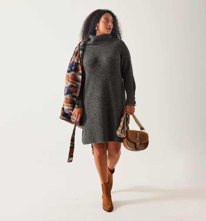 Women Nautical Jumper Dress 8211 Light Grey Promod Dresses