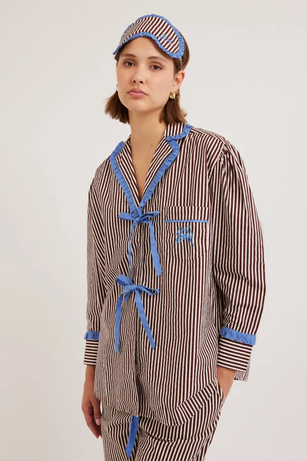 Women Nightwear Damson Madder Antonella Choc Stripe Pj Set 8211 Cotton Poplin Women Nightwear Damson Madder Antonella Choc Stripe Pj Set 8211 Cotton Poplin
