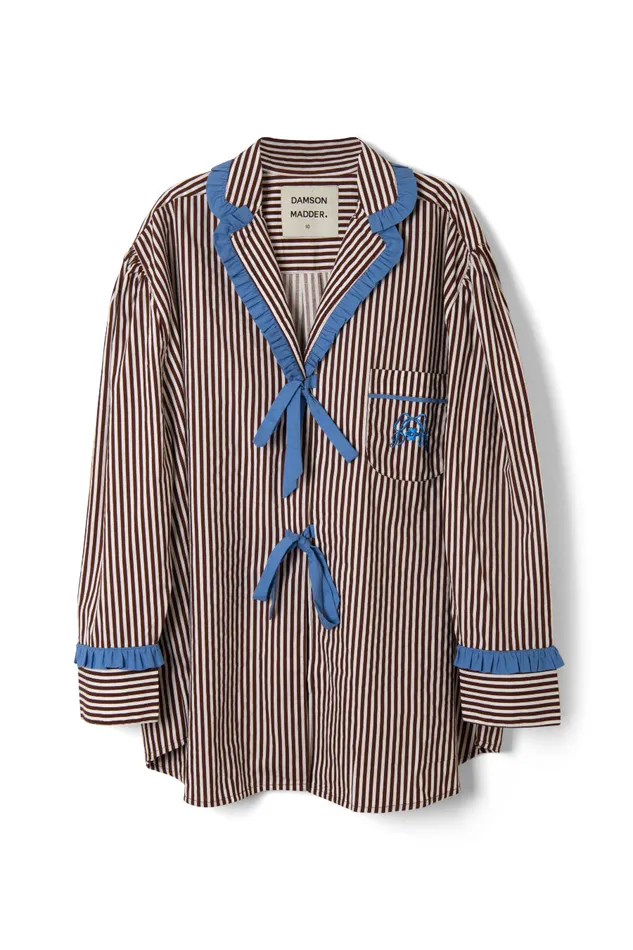 Women Nightwear Damson Madder Antonella Choc Stripe Pj Set 8211 Cotton Poplin Women Nightwear Damson Madder Antonella Choc Stripe Pj Set 8211 Cotton Poplin
