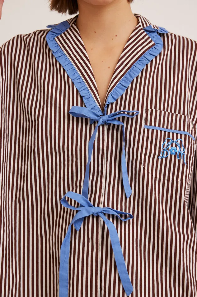 Women Nightwear Damson Madder Antonella Choc Stripe Pj Set 8211 Cotton Poplin Women Nightwear Damson Madder Antonella Choc Stripe Pj Set 8211 Cotton Poplin