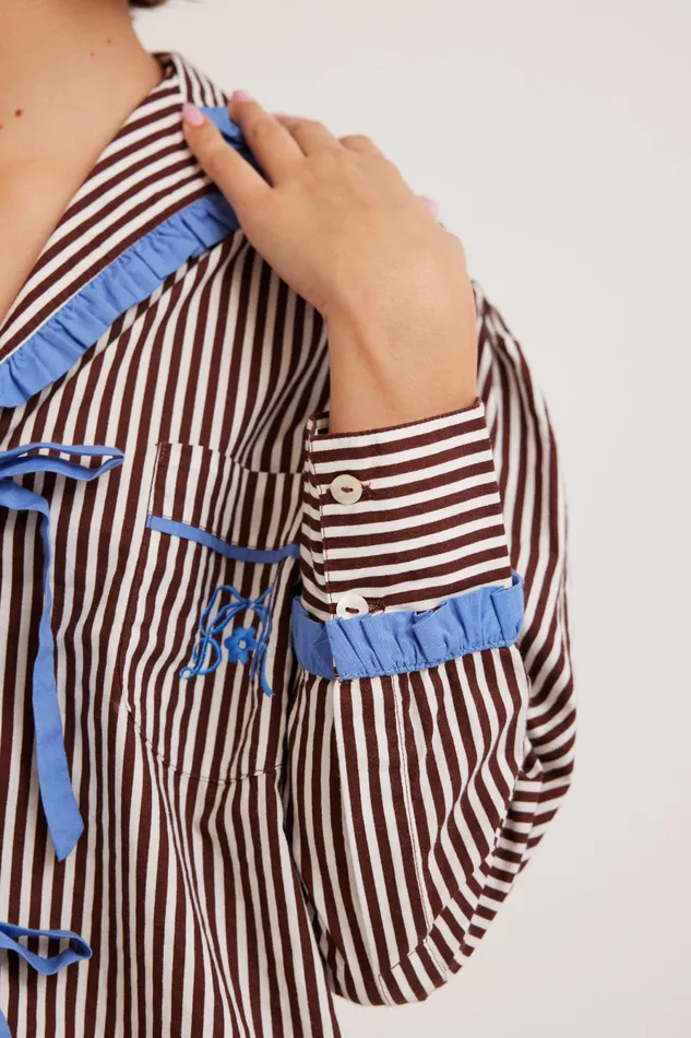 Women Nightwear Damson Madder Antonella Choc Stripe Pj Set 8211 Cotton Poplin Women Nightwear Damson Madder Antonella Choc Stripe Pj Set 8211 Cotton Poplin