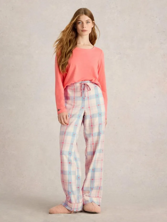 Women Nightwear White Stuff Nina Organic Check PJ Bottom Grey Multi