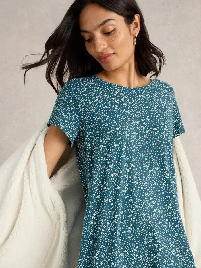 Women Nightwear White Stuff Tilda Midi Jersey Nightie Teal Print Women Nightwear White Stuff Tilda Midi Jersey Nightie Teal Print