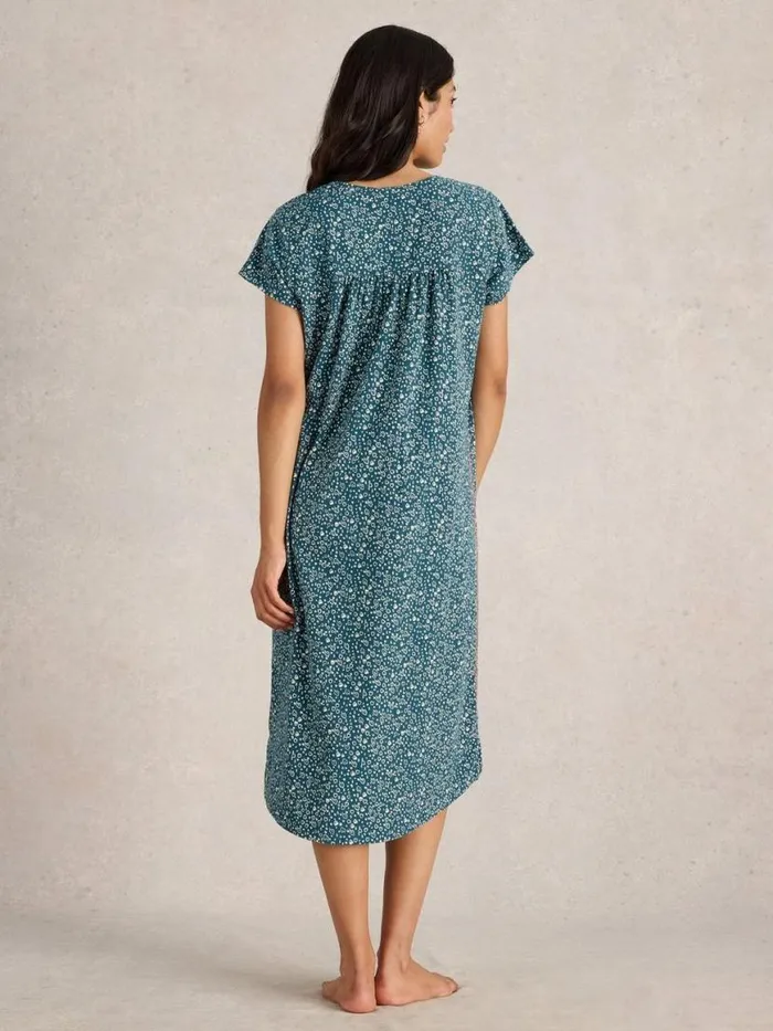 Women Nightwear White Stuff Tilda Midi Jersey Nightie Teal Print Women Nightwear White Stuff Tilda Midi Jersey Nightie Teal Print