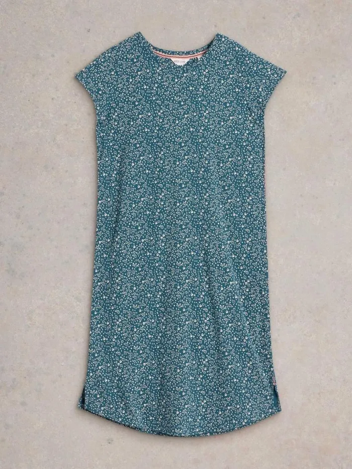 Women Nightwear White Stuff Tilda Midi Jersey Nightie Teal Print Women Nightwear White Stuff Tilda Midi Jersey Nightie Teal Print