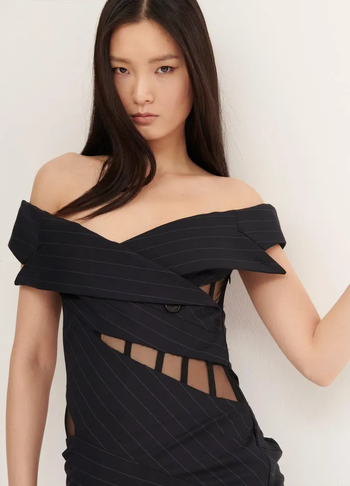 Women Off The Shoulder Corset Detail Cocktail MONSE Dresses