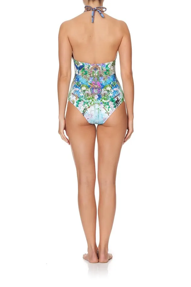 Women One Pieces Camilla Halter One Piece With Trim Moon Garden