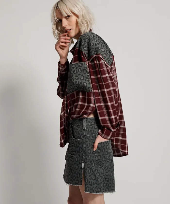 Women OXBLOOD CHECK MOTLEY SHIRT One Teaspoon Shirts Women OXBLOOD CHECK MOTLEY SHIRT One Teaspoon Shirts