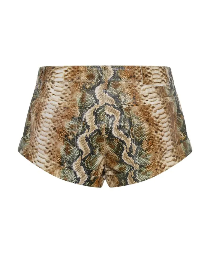 Women PALE SNAKE LEATHER BANDITS SHORTS One Teaspoon Bottoms