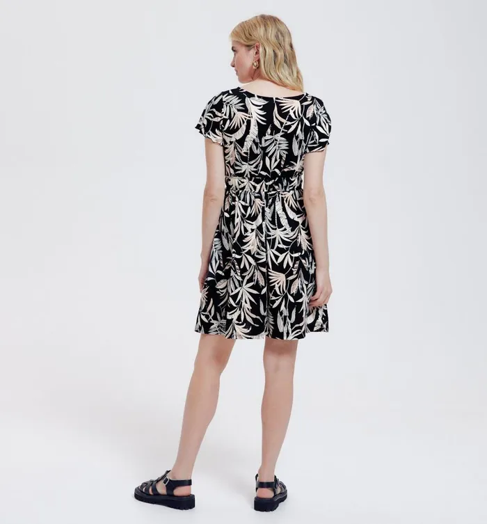 Women Patterned Dress 8211 Black Print Promod Dresses