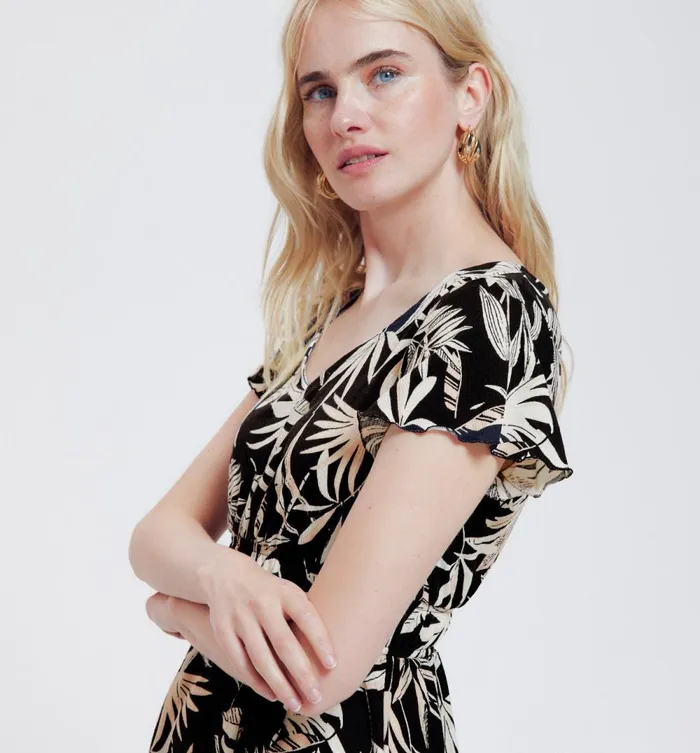 Women Patterned Dress 8211 Black Print Promod Dresses