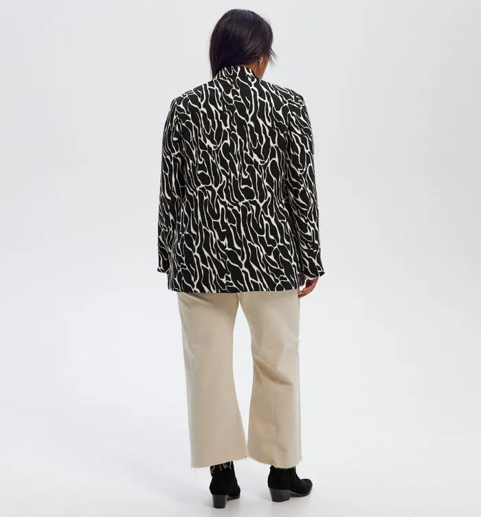 Women Patterned Fitted Jacket 8211 Black Print Promod Jackets