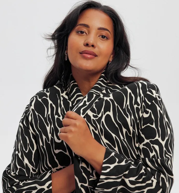 Women Patterned Fitted Jacket 8211 Black Print Promod Jackets