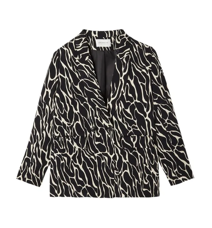 Women Patterned Fitted Jacket 8211 Black Print Promod Jackets