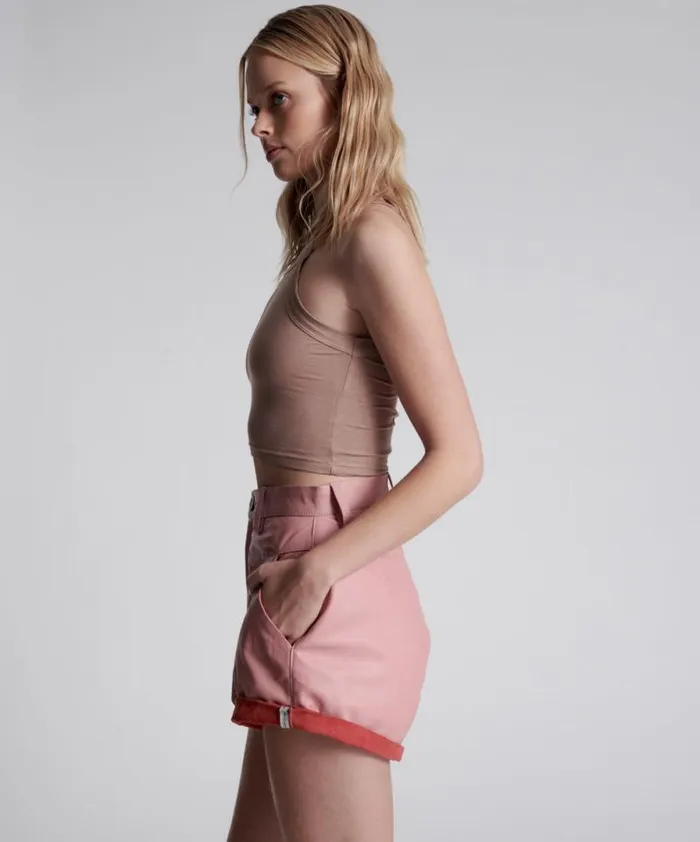 Women PINK LEATHER STREETWALKER SHORTS One Teaspoon Leather Women PINK LEATHER STREETWALKER SHORTS One Teaspoon Leather