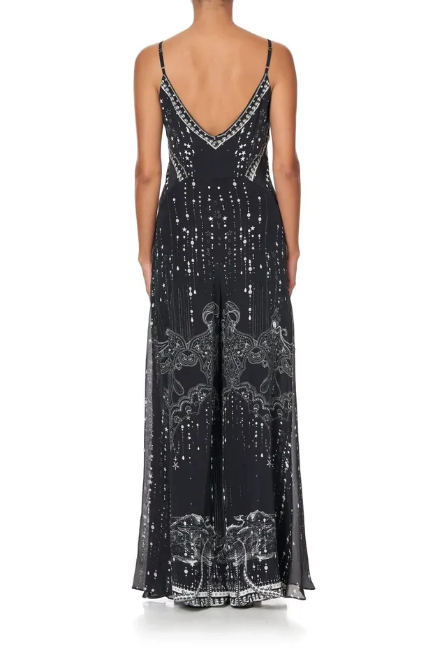 Women Playsuits and Jumpsuits Camilla Jumpsuit With Side Panels and Godet Midnight Pearl